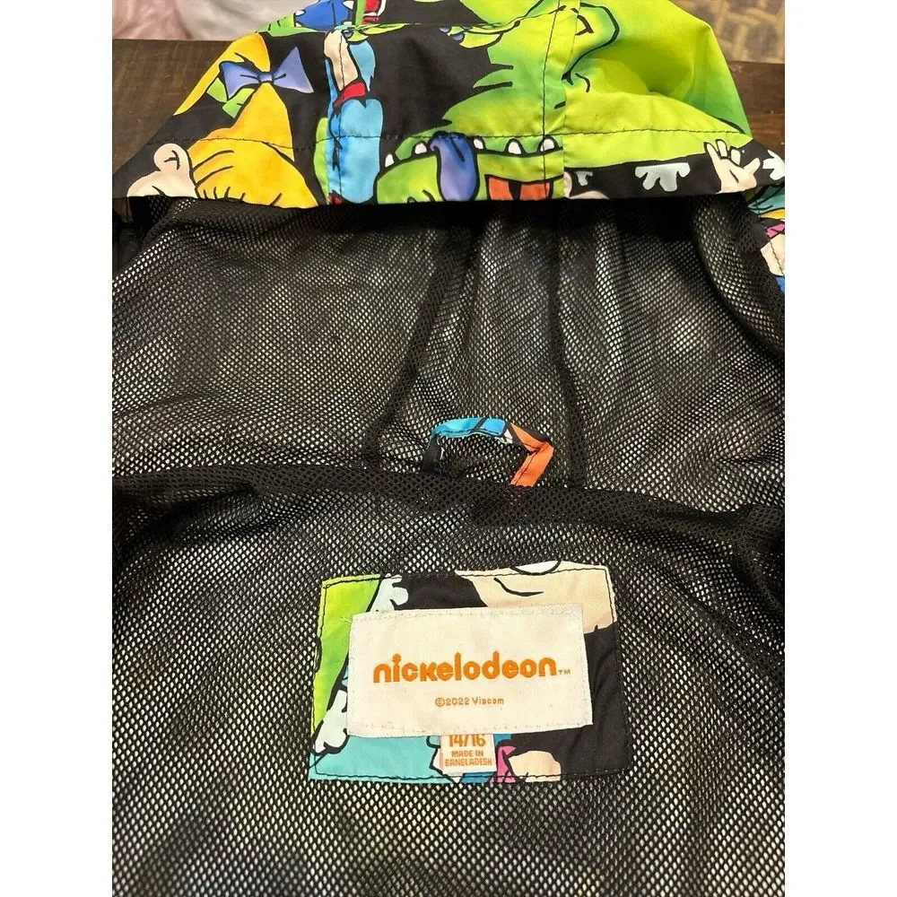 Nickelodeon Medium Rugrats‎ Reptar Windbreaker Hood Jacket Kids Size 14/16